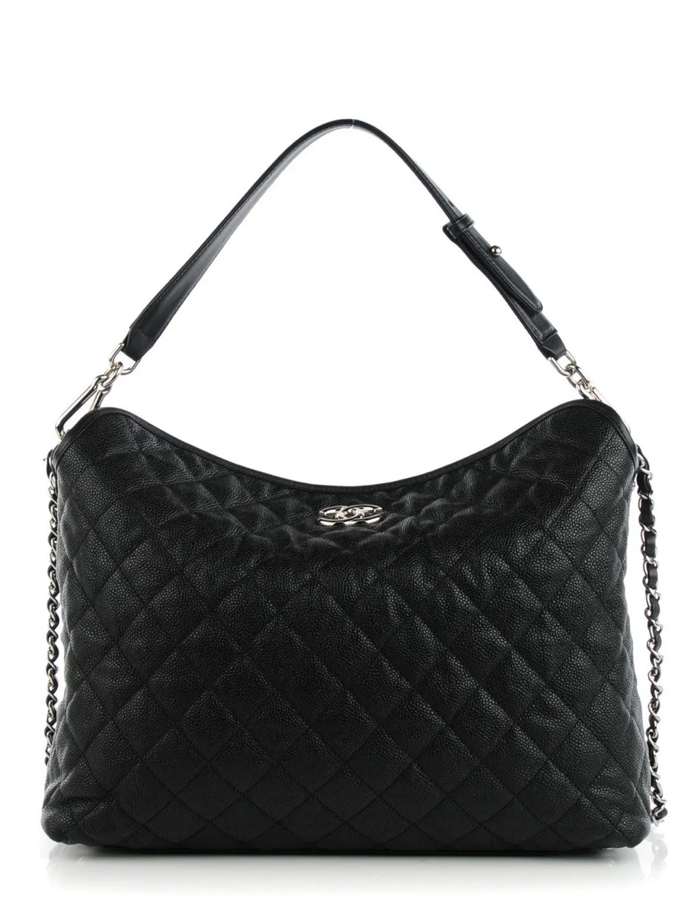 Chanel Caviar Quilted French Riviera Hobo Black